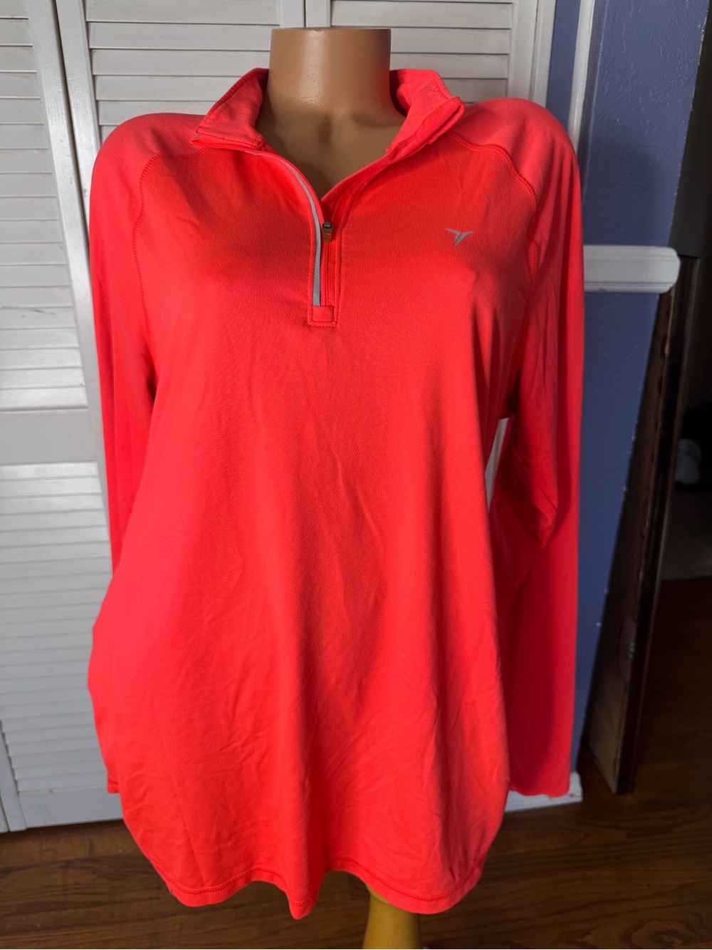 Old Navy Neon Coral Long Sleeve Half-Zip Pullover